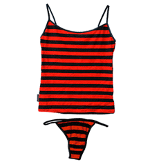RED STRIPE THONG SET